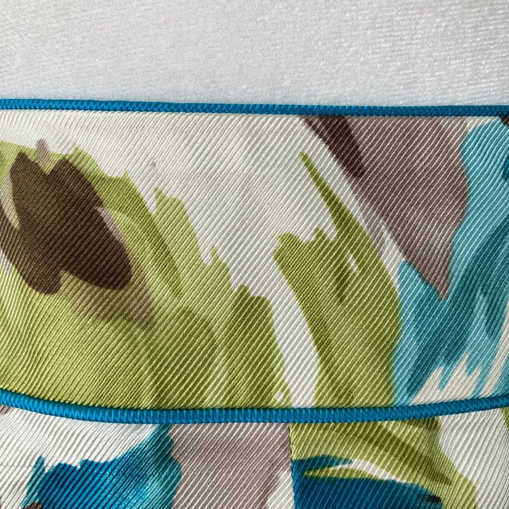 Talbots 100% Silk Floral Midi Skirt Lined Blue Green Abstract Chic Plus Size 22